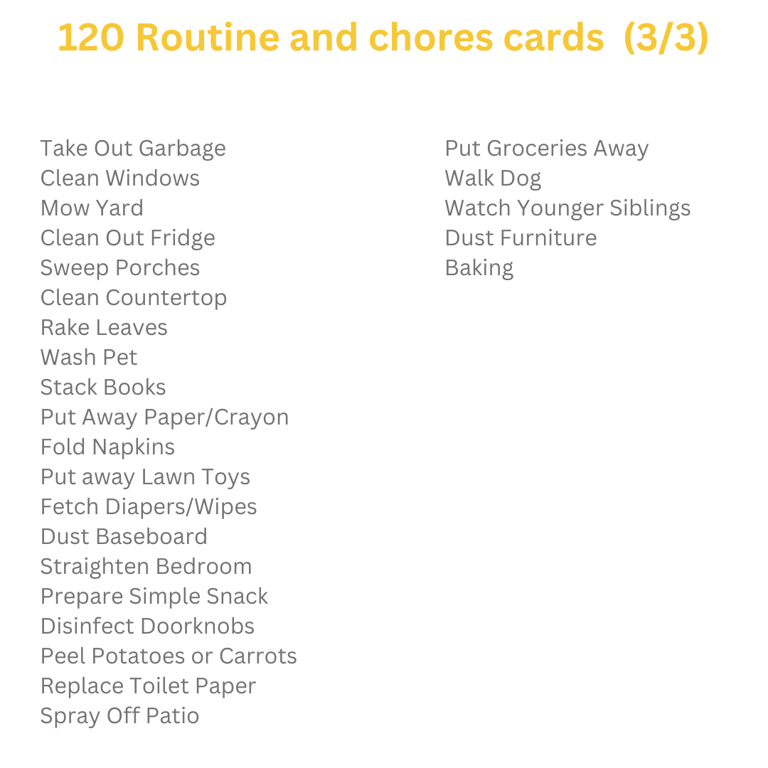 Kids Routine & Chore Cards + Visual Charts (120 Cards + 5 Charts)