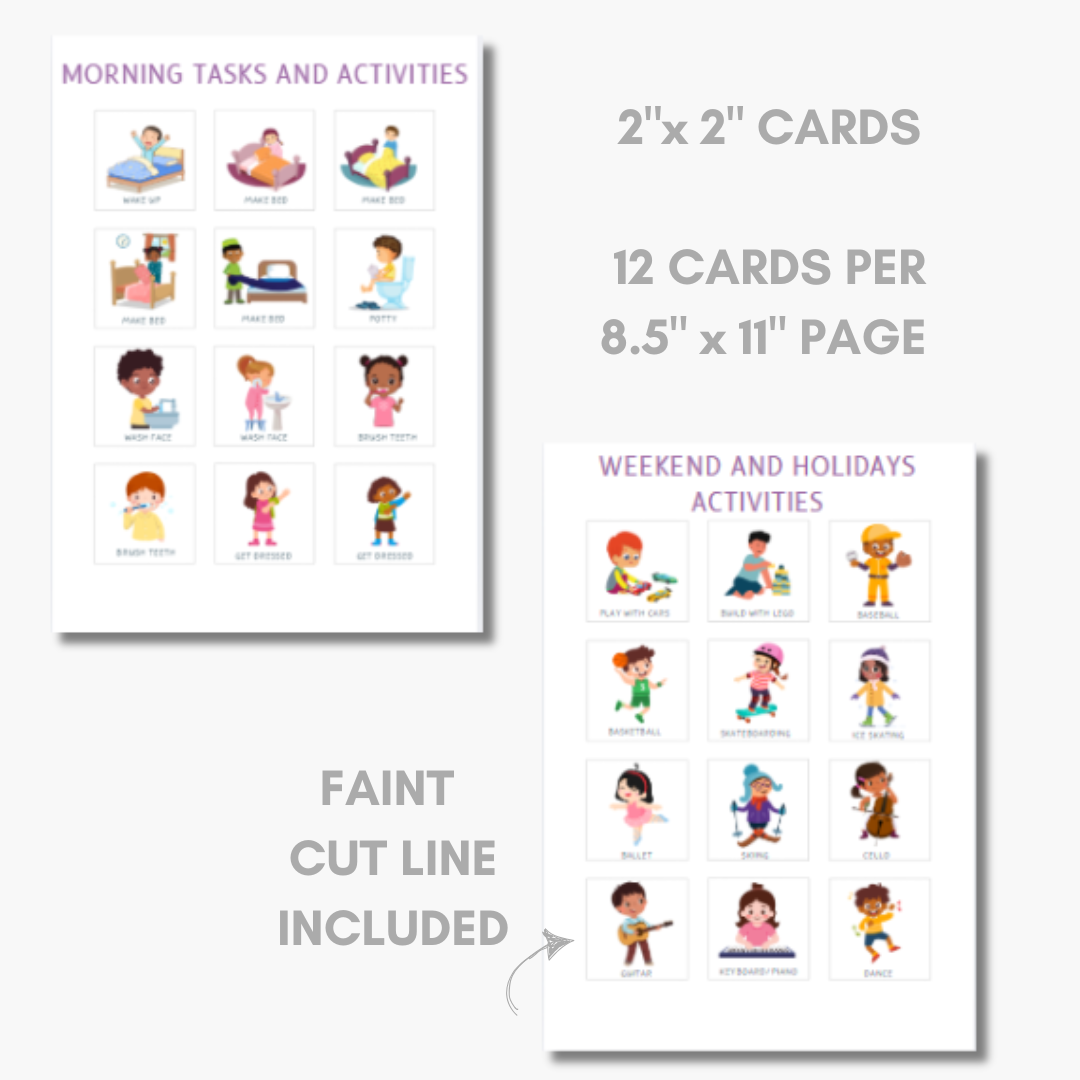 Kids Routine & Chore Cards + Visual Charts (120 Cards + 5 Charts)
