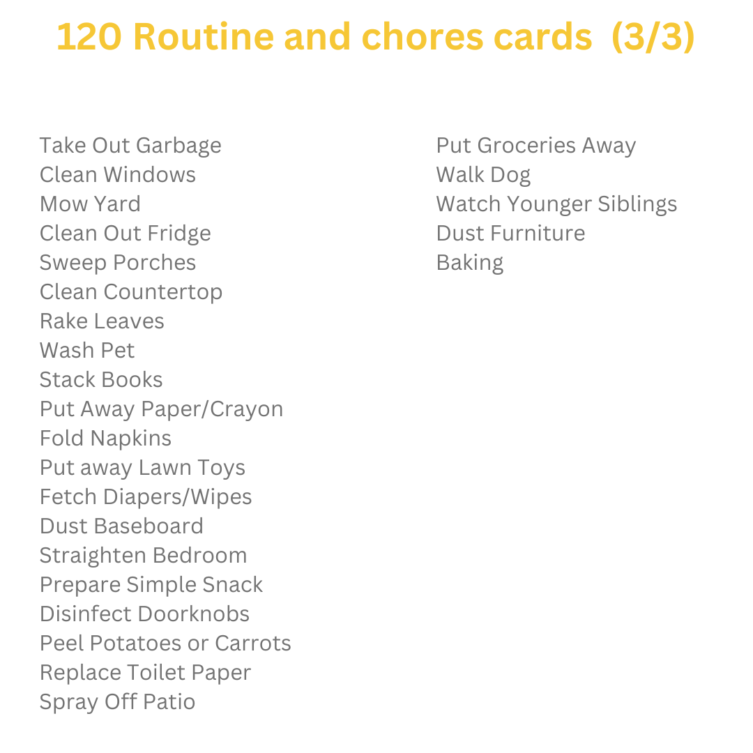 Daily Routine/Chore Cards & chart for Kids