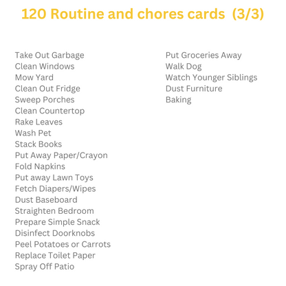 Kids Routine & Chore Cards + Visual Charts (120 Cards + 5 Charts)
