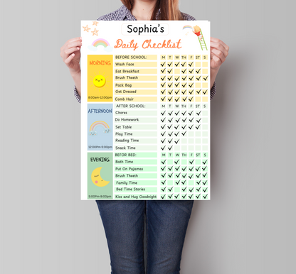 Kids Daily School Checklist, Responsibility Chart, To Do List