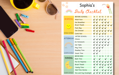 Kids Daily School Checklist, Responsibility Chart, To Do List